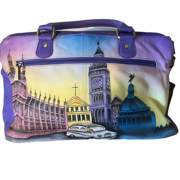 Sukriti NWT Hand Painted London Scene Bag Large Tote Bag - Picture 5 of 11